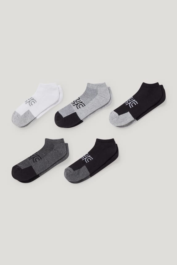Multipack of 5 - lettering - trainer socks with motif