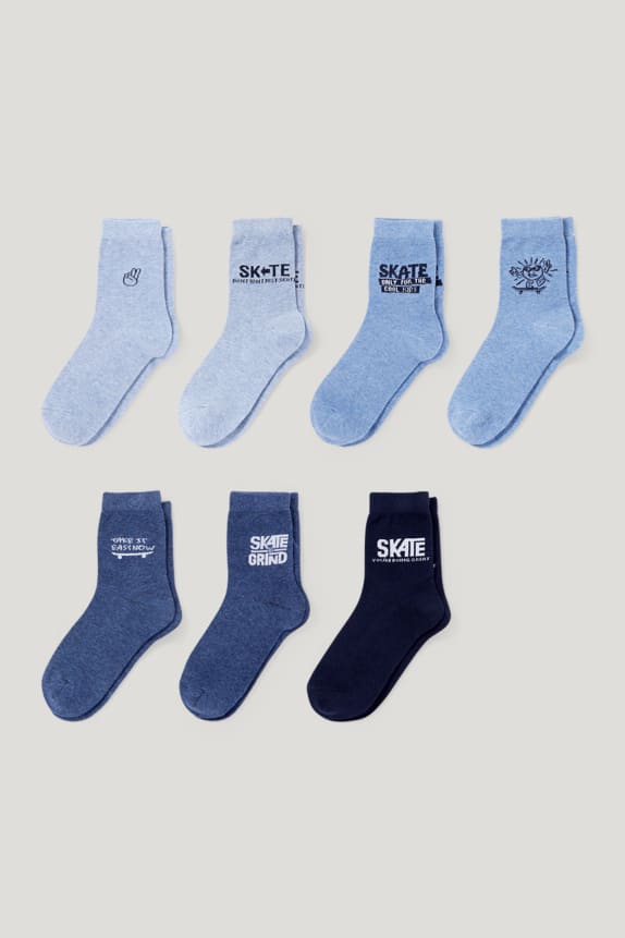 Multipack of 7 - skateboarder - socks with motif