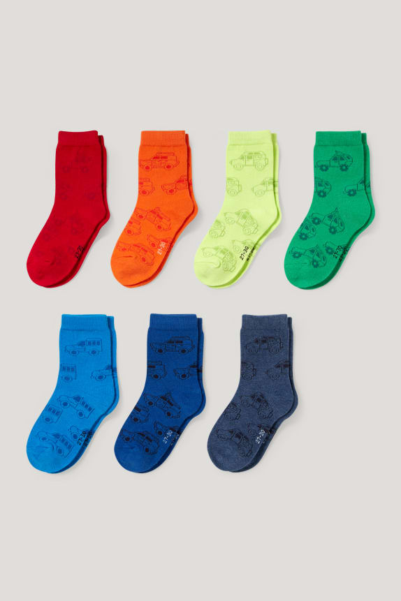 Multipack of 7 - cars - socks with motif
