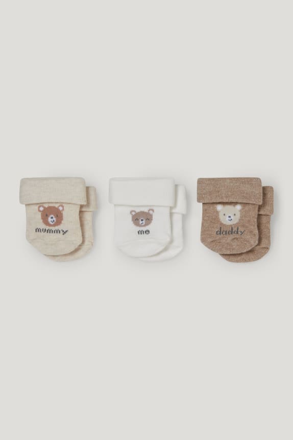 Multipack of 3 - bear - newborn socks with motif