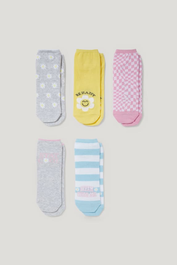 Multipack of 5 - daisies - trainer socks with motif