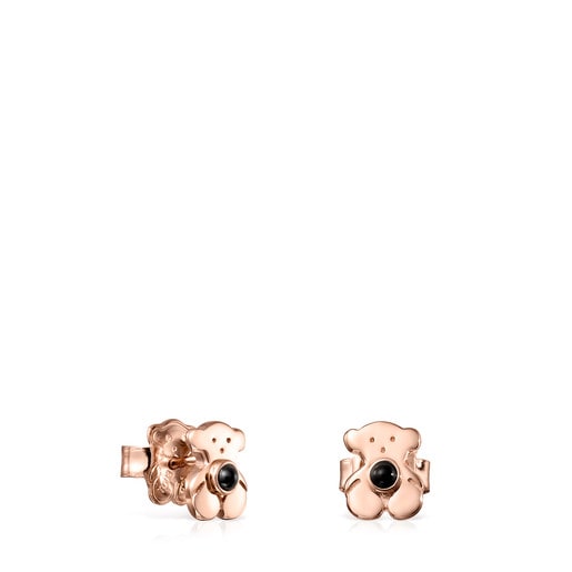 Tous Perfume Rose Silver Vermeil Real Sisy Earrings with Onyx
