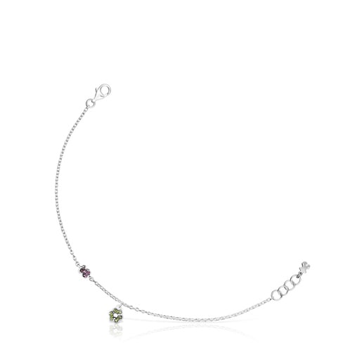 Silver TOUS New Motif Bracelet with chrome diopside and amethyst
