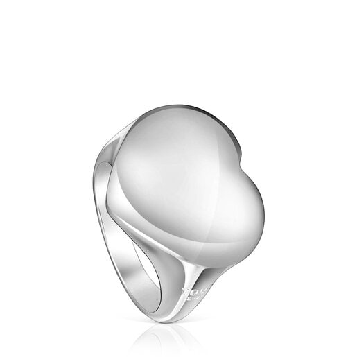 Silver Bold Motif heart Signet ring | 