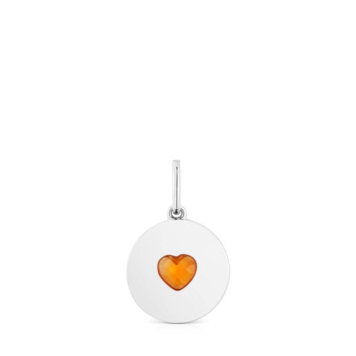 Silver Medallion pendant with carnelian heart Aelita | 