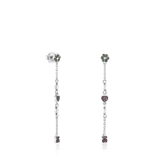 Tous Perfume Silver TOUS Long pearls Motif New Earrings gemstones and with
