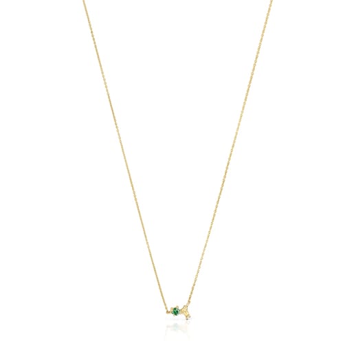 Tous Gold tsavorite with Teddy Bear Necklace