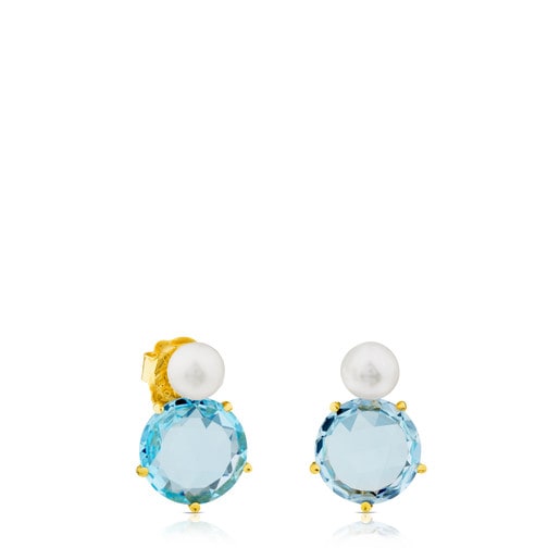 Relojes Tous Ivette Earrings in Gold with Topaz and Pearl