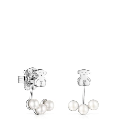 Tous Perfume Short Nocturne Earrings Silver with Pearls