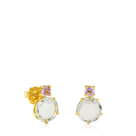 Relojes Tous Ivette Earrings in Amethyst with and Praseolite Gold