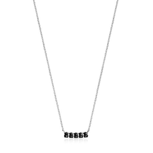 TOUS Mini Onix Necklace in Silver with Onyx 1,8cm.