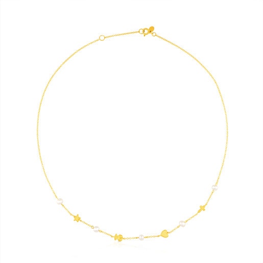 Tous Pulseras Gold Sweet Dolls Necklace with Pearl