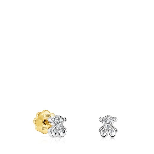 Tous Perfume White gold bear motif earrings with Puppies diamonds TOUS