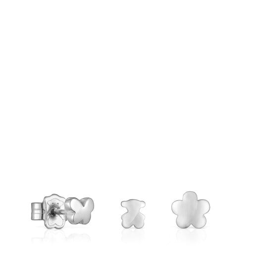 Tous Perfume Set of three silver Earrings Bold motif Motif