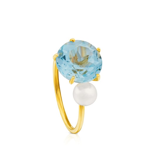 Anillos Tous Ivette Ring in Topaz and Pearl Gold with