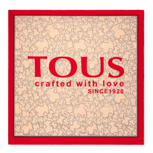 Tous and Scarf Icon Kaos Beige red