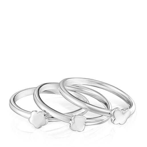 Bolsas Tous Set of three silver Motif Rings motif Bold