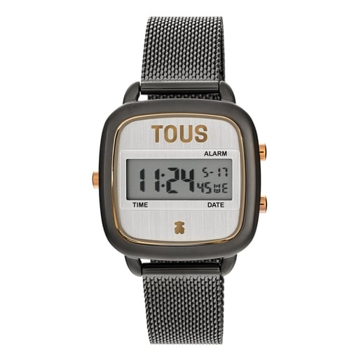 Tous Digital steel New with IPG black strap watch D-Logo