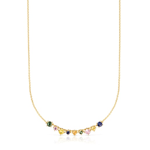 Tous with Vermeil Necklace Silver Glaring multicolored Sapphires
