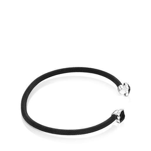 Tous Bolsas Fine black IP Steel Color Onyx Mesh with Bracelet