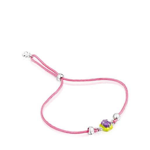 Pink cord TOUS Vibrant Colors Bracelet with amethyst and enamel | 