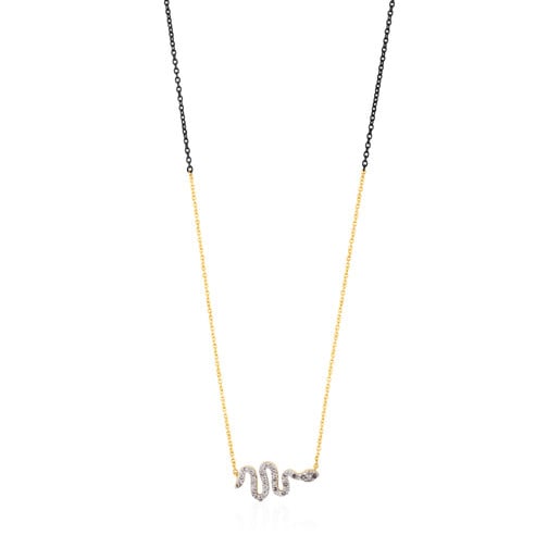 Tous Pulseras Gold and Gem Power with Diamonds Necklace Silver