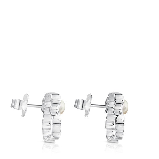 Tous Perfume Silver TOUS Silueta Earrings Pearl with 1,4cm