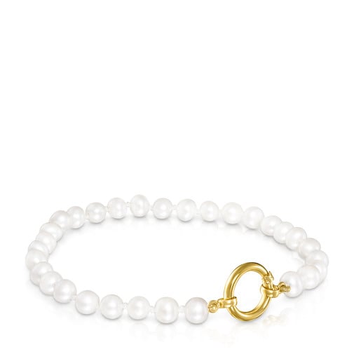 Gold Hold Bracelet with Pearls | 