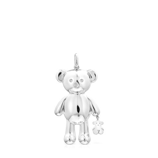 Large Silver Teddy Bear bear Pendant | 