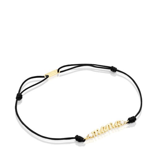 Gold TOUS Mama Bracelet with nylon, diamonds and mother-of-pearl | 