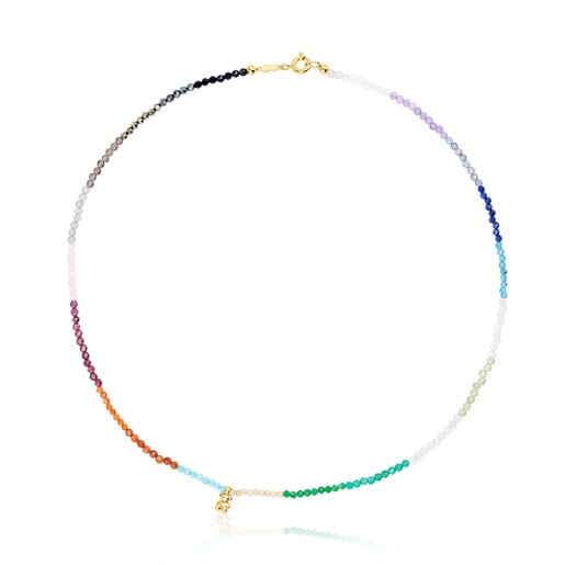 Tous Silver gemstones Necklace Bold with Bear vermeil