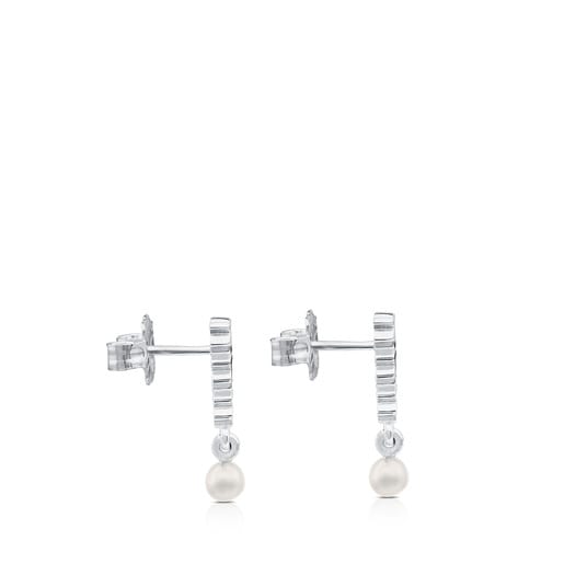 Bolsas Tous Silver TOUS with Pearls Straight Earrings