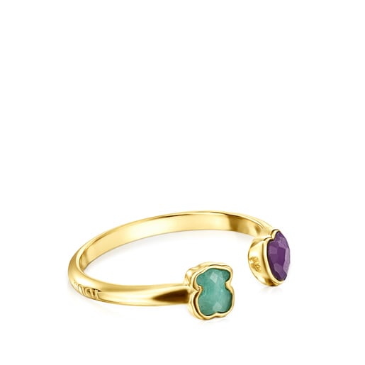 Anillos Tous Glory Ring Vermeil Silver Amethyst Amazonite with in and