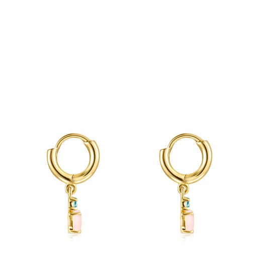 Tous Perfume Mini Ivette short Earrings with Topaz and Opal Gold in