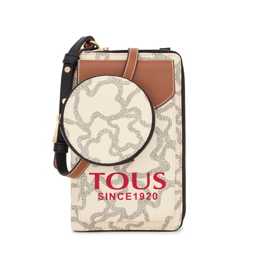 Tous phone hanging with Kaos wallet Icon pouch Beige