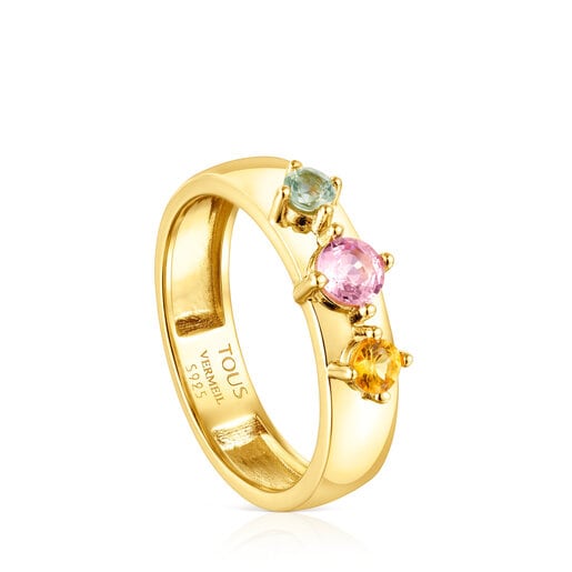 Tous with Vermeil Silver Glaring Sapphires Ring
