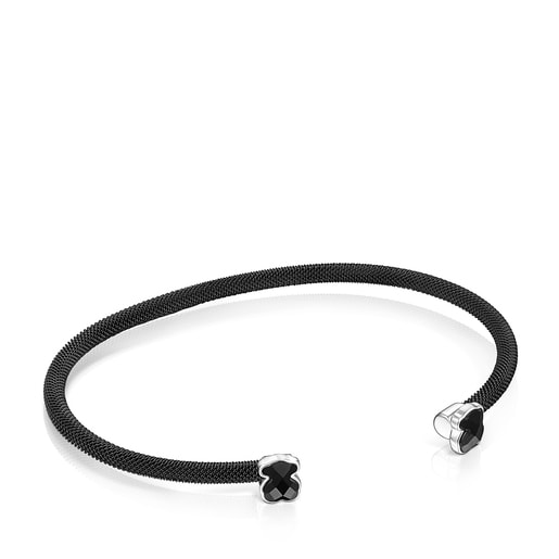 Fine black IP Steel Mesh Color Bracelet with Onyx | 