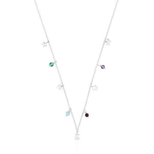 Tous Pulseras Silver Bold Motif gemstones Necklace and motifs with