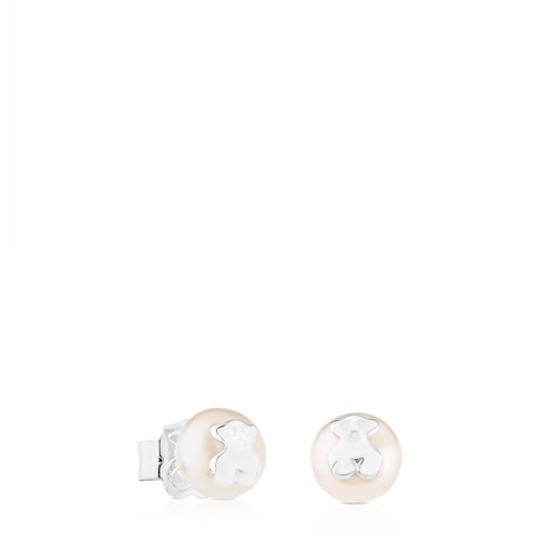 Tous TOUS Silver Earrings Bear with pearls