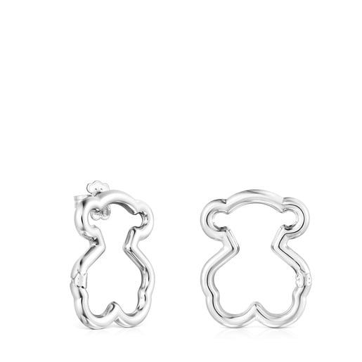 Medium Hold Silver Bear Earrings | 