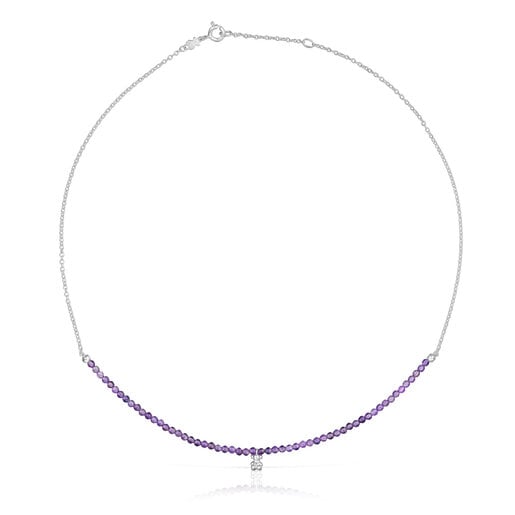 Silver and amethyst Necklace Bold Bear
