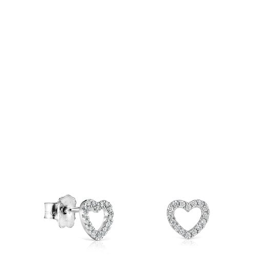 Tous Gold Les with Diamonds Classiques heart White Earrings