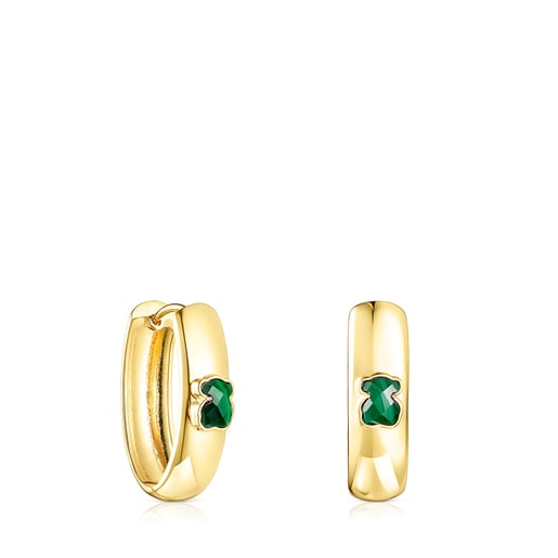 Large Silver Vermeil and Malachite Icon Color Earrings | 