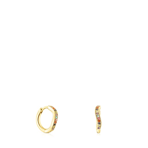 Tous earrings with gemstones vermeil Vibrant Silver Hoop Colors TOUS