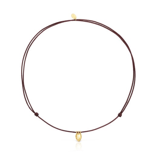 Tous and Balloon Gold necklace cord TOUS Teardrop brown