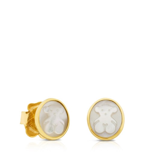 Tous Earrings Gold Mother-of-Pearl Camee with