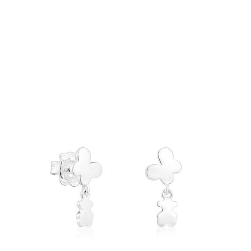 Silver Bold Motif Earrings with a butterfly and bear