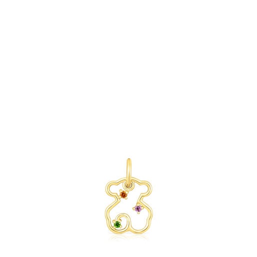 Tous gemstones Gold pendant Tsuri with Bear