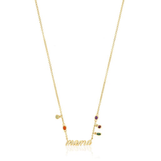 Silver vermeil Mama Necklace with gemstones TOUS Mama | 