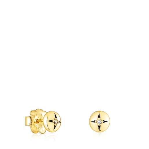 Gold Magic Nature Earrings with diamonds
